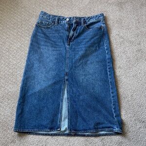 Old Navy Dark Blue Denim Midi Skirt with Front Slit